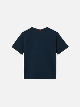 Navy blue Denver Jr cotton t-shirt with printed Sport Club logo