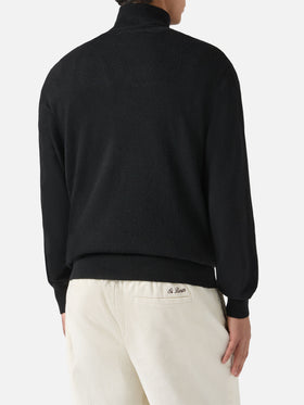 Dolcevita in misto cashmere nero con jacquard Diabolik | SPECIAL EDITION DIABOLIK