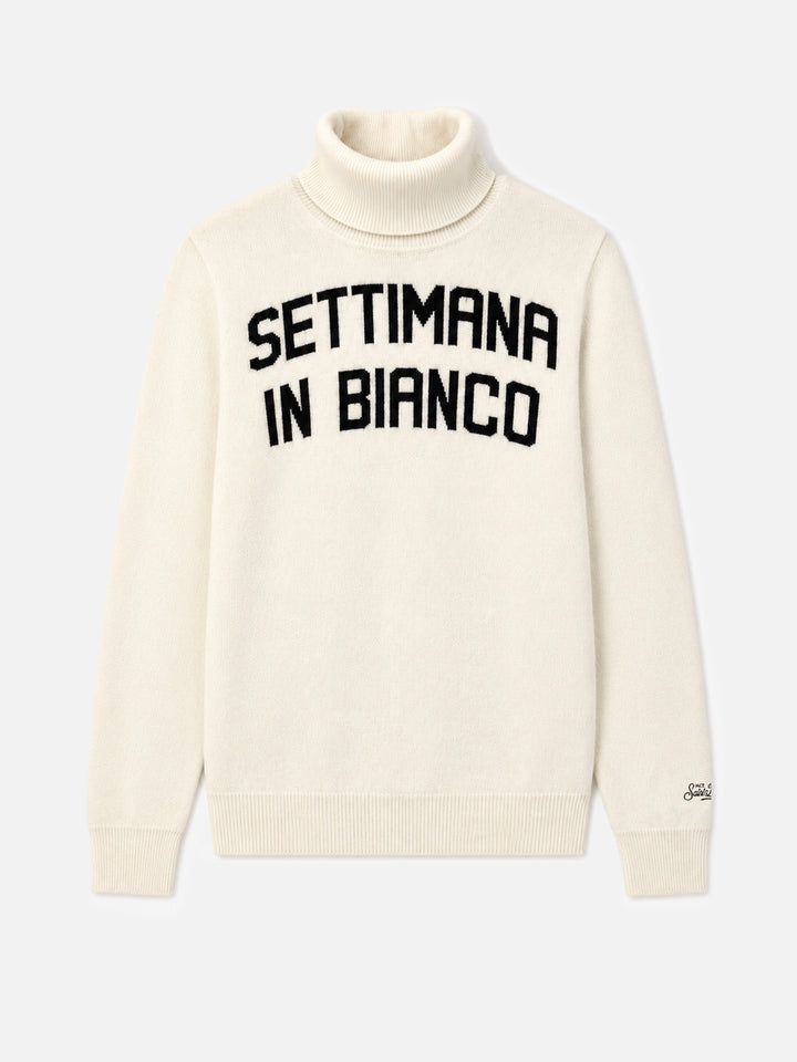 Weißer Rollkragenpullover Settimana in Bianco 