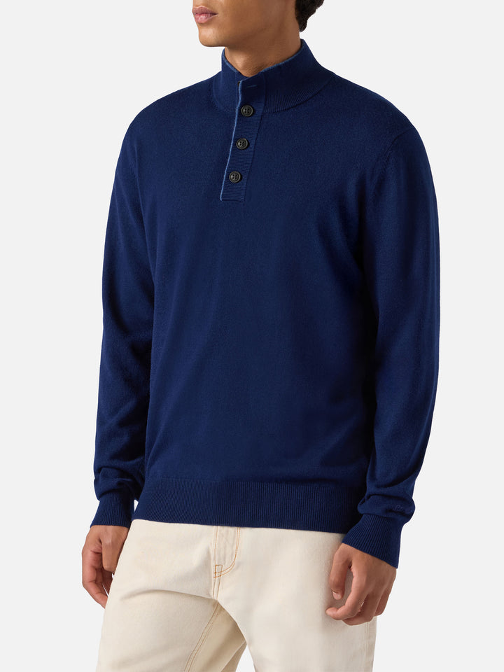 Navy blue merinocash half-zip sweater Dorian