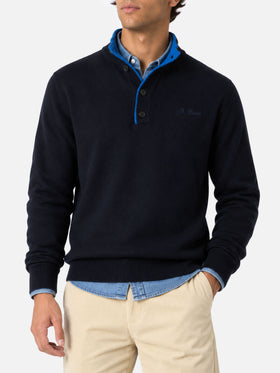 Jersey polo azul marino en BLENDED CASHMERE 