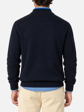 Jersey polo azul marino en BLENDED CASHMERE 
