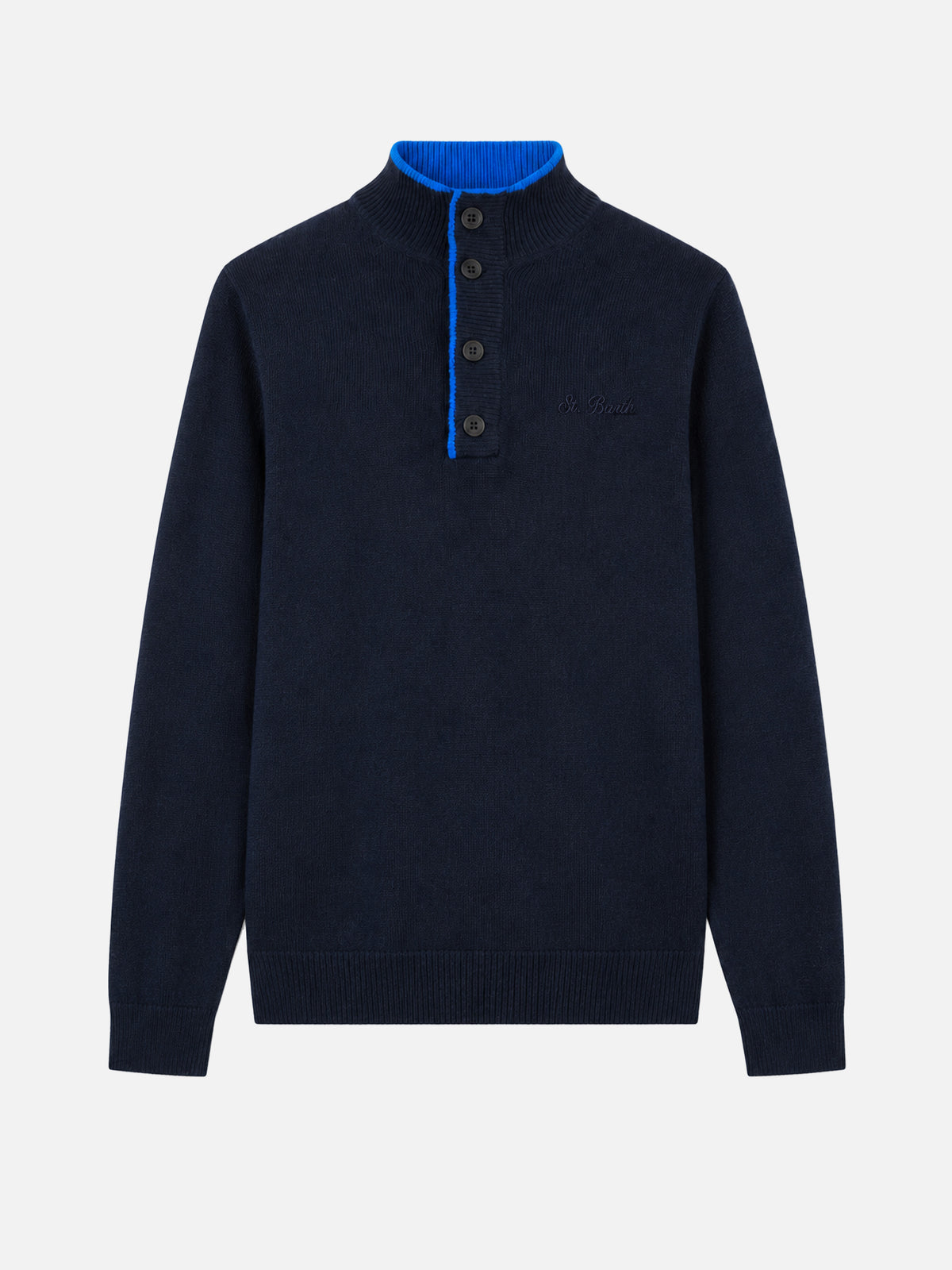 Jersey polo azul marino en BLENDED CASHMERE 