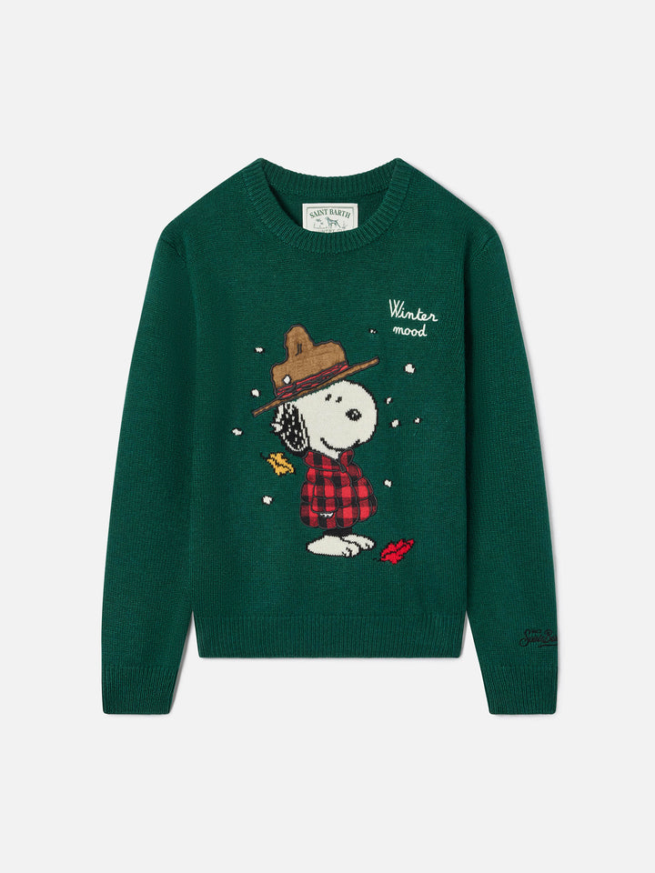 Pull en maille à col rond Douglas avec patch Snoopy et broderie Winter Mood | Special edition 