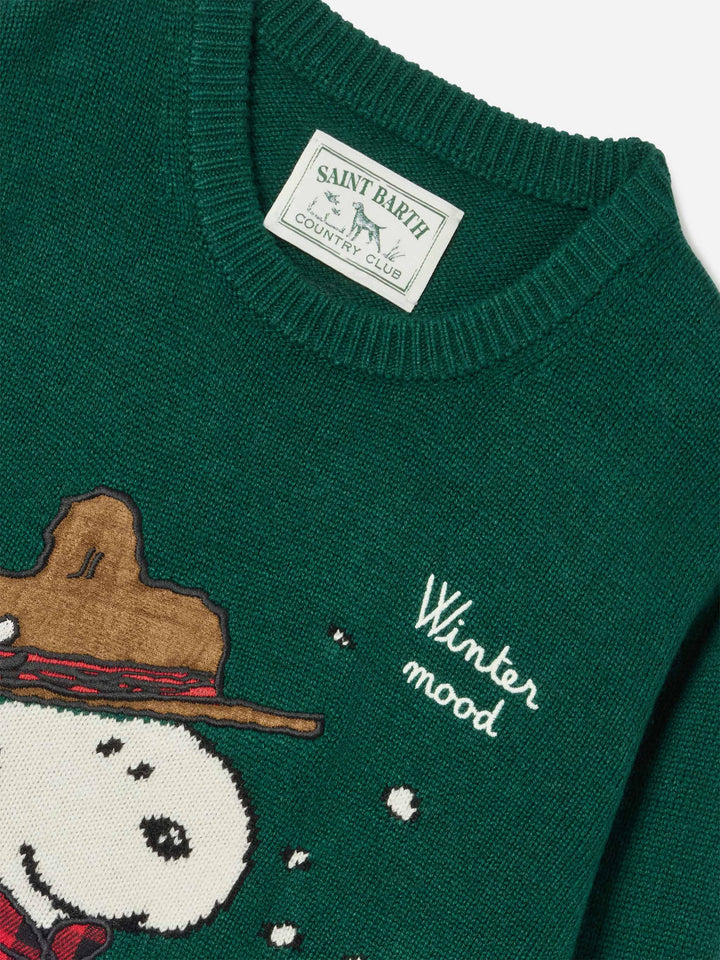 Pull en maille à col rond Douglas avec patch Snoopy et broderie Winter Mood | Special edition 