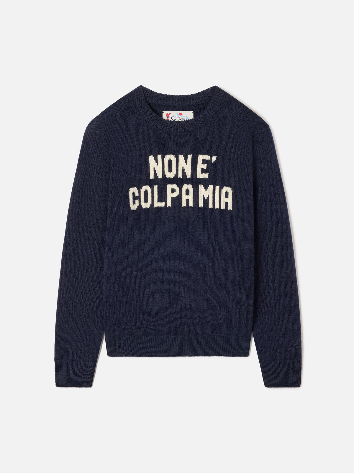 Pull à col rond en maille blue Douglas avec intarsia Non E Colpa Mia 