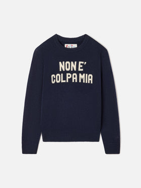 Pull à col rond en maille blue Douglas avec intarsia Non E Colpa Mia 