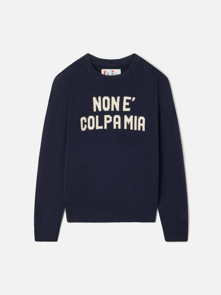 Pull à col rond en maille blue Douglas avec intarsia Non E Colpa Mia 
