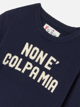 Pull à col rond en maille blue Douglas avec intarsia Non E Colpa Mia 