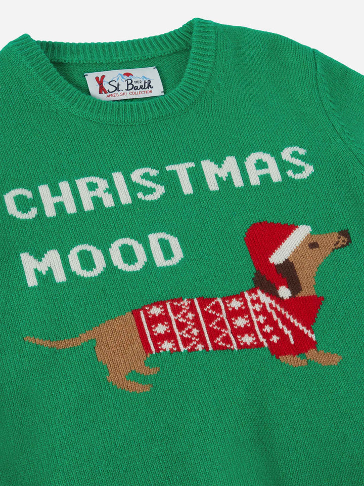 Douglas-Rundhalsausschnitt mit Weihnachtshund-Jacquardmuster