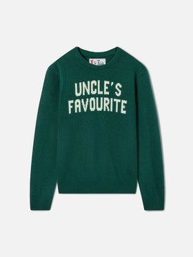 Maglia girocollo Douglas verde con intarsio Uncle's Favourite