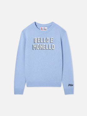 Light blue Douglas crewneck knit with Bello E Monello intarsia