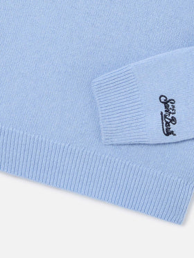 Light blue Douglas crewneck knit with Bello E Monello intarsia