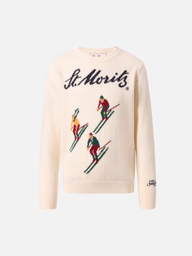 Sweater Douglas in cashmere blend with St. Moritz jacquard | ST. MORITZ SPECIAL EDITION