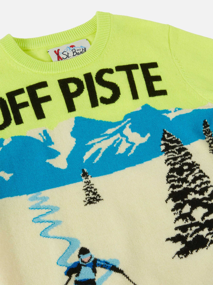 Crewneck Douglas with off-piste postcard jacquard