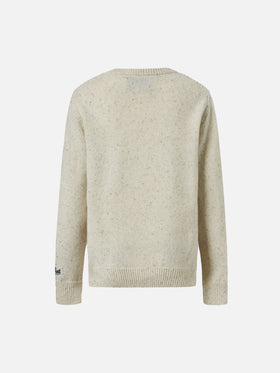 Crewneck Douglas with Saint Moritz postcard jacquard