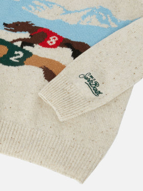 Crewneck Douglas with Saint Moritz postcard jacquard