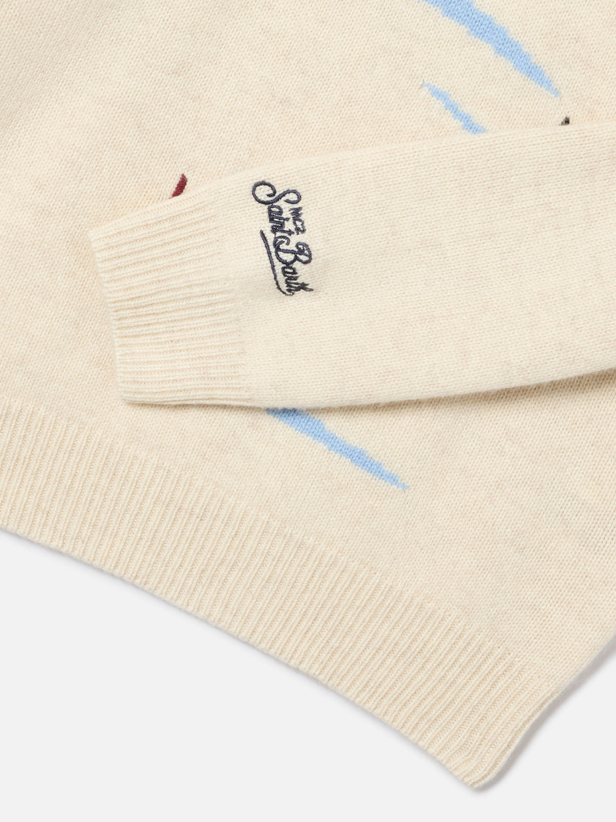 Maglia girocollo Douglas panna con intarsio Cortina