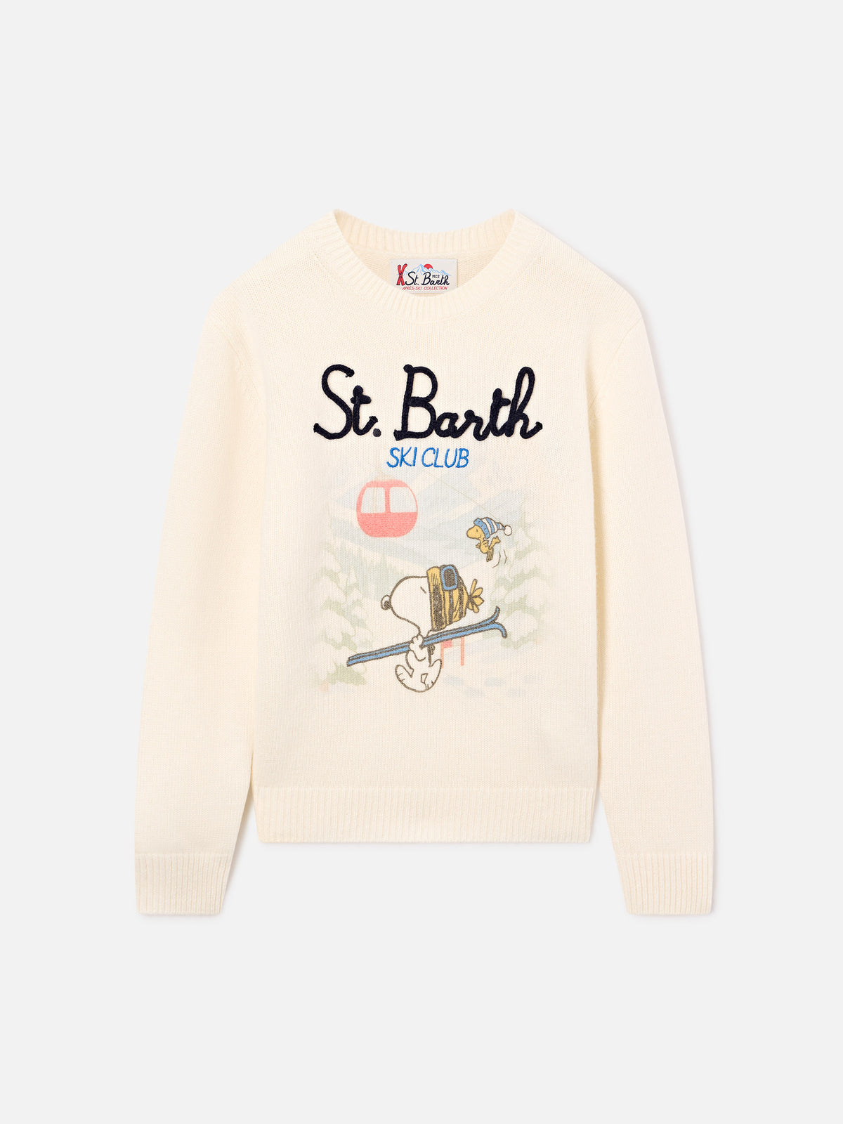 Pull ras-du-cou gris en mélange de laine et cachemire Douglas avec intarsia Snoopy | Special edition 