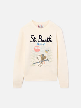 Pull ras-du-cou gris en mélange de laine et cachemire Douglas avec intarsia Snoopy | Special edition 