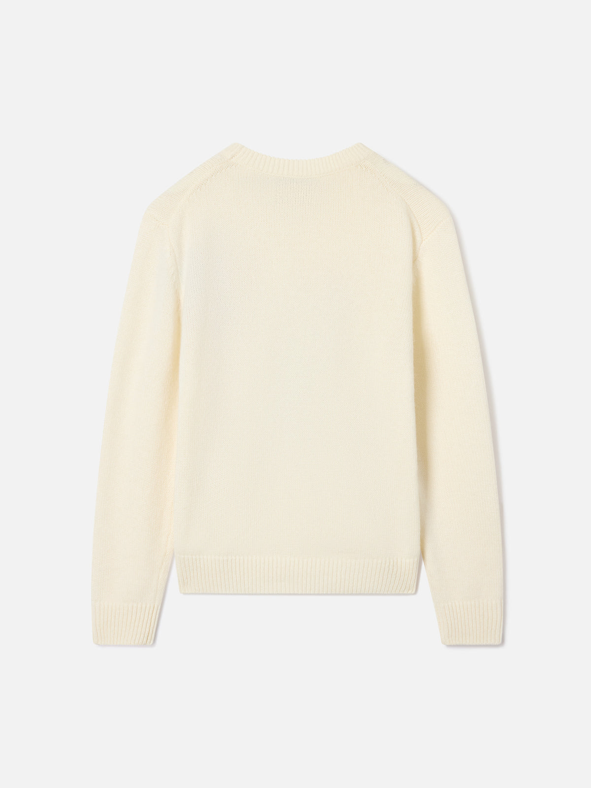 Maglia girocollo Douglas panna in misto lana e cashmere con intarsio e ricamo orsetto