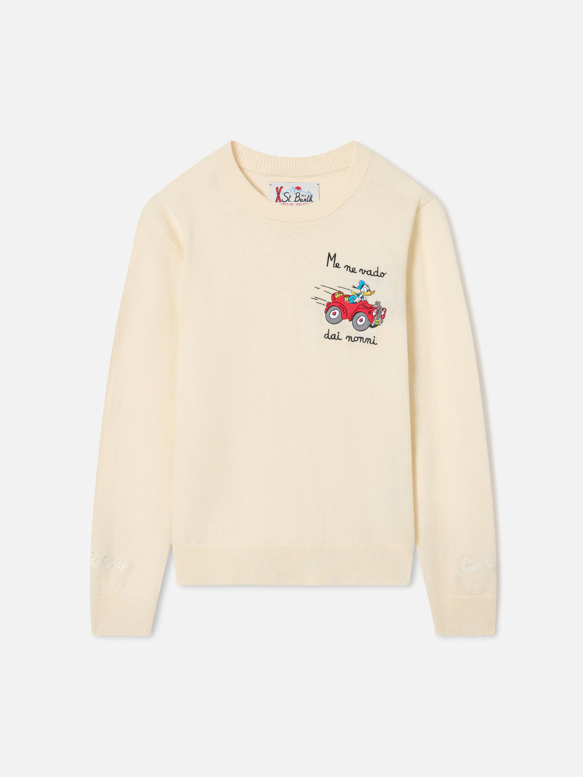 Cream Douglas Light wool and cashmere blend crewneck with Donald Duck intarsia | Special edition