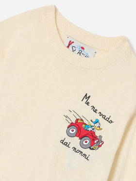 Cream Douglas Light wool and cashmere blend crewneck with Donald Duck intarsia | Special edition