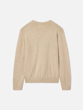 Beige Douglas cotton and virgin wool blend crewneck with Sciupa Femmine intarsia