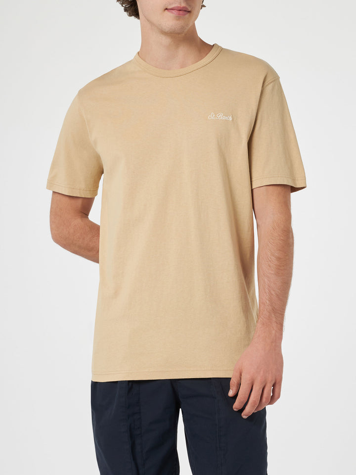 Man beige cotton jersey t-shirt Dover with St. Barth embroidery - MC2 Saint Barth