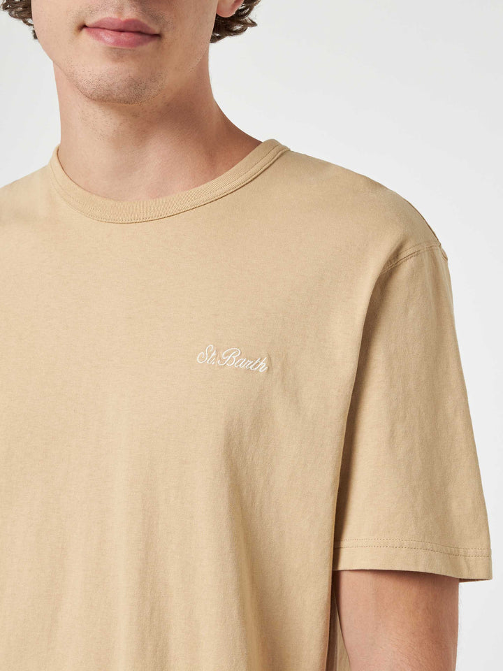 Man beige cotton jersey t-shirt Dover with St. Barth embroidery - MC2 Saint Barth