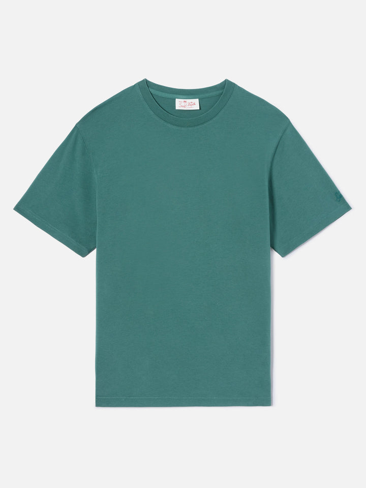 Green Dover cotton t-shirt with logo embroidery