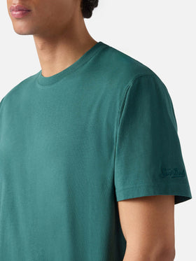 Green Dover cotton t-shirt with logo embroidery