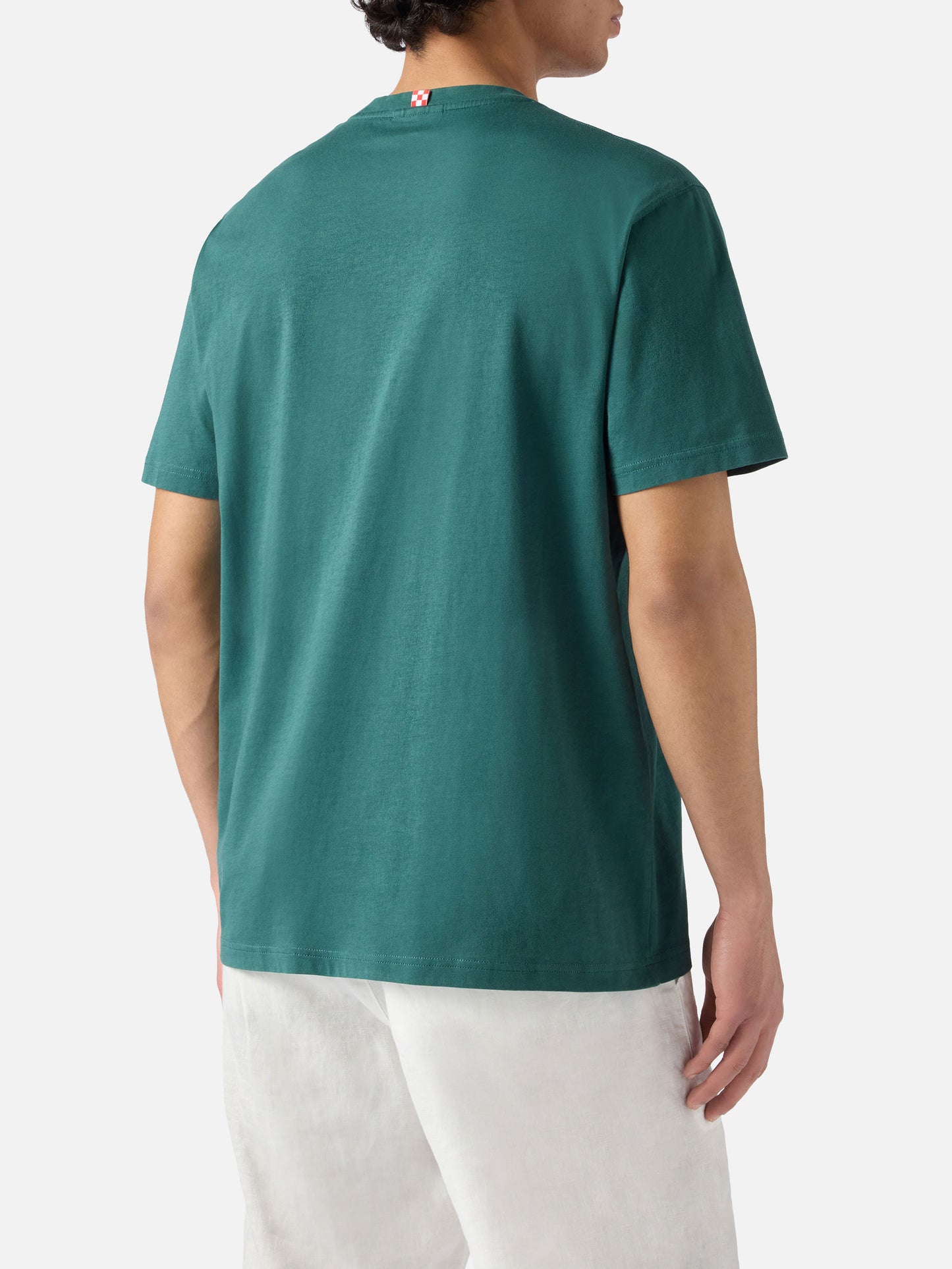 Green Dover cotton t-shirt with logo embroidery