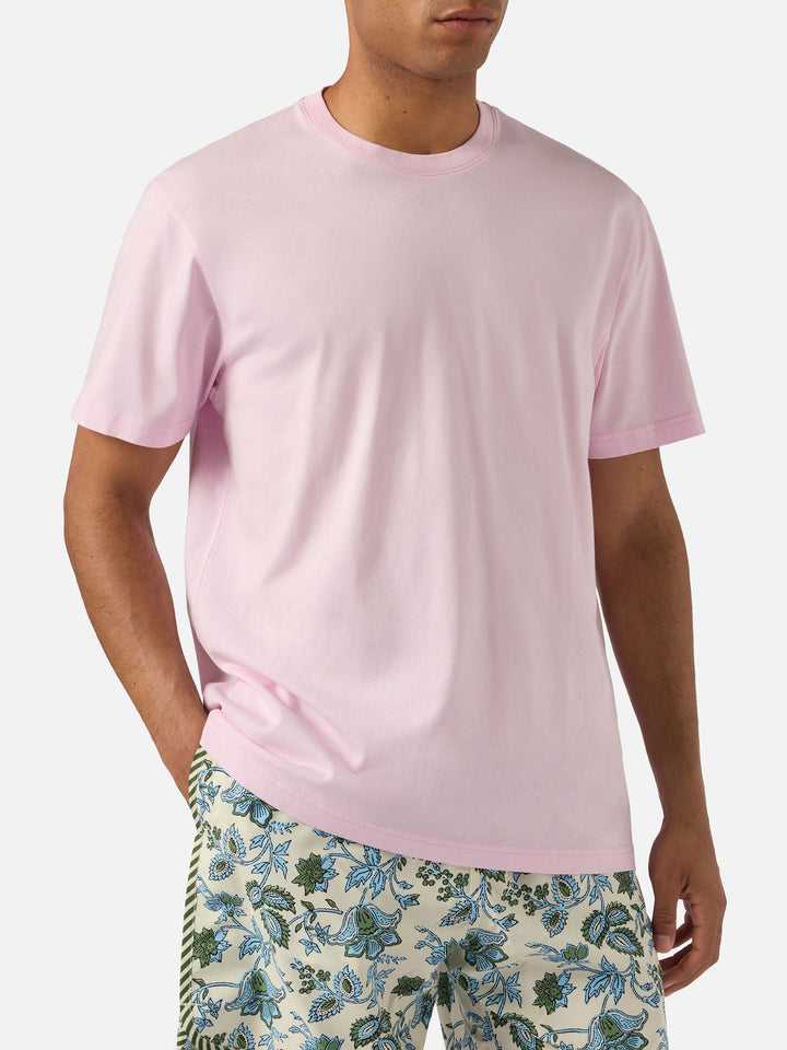 Pink Dover cotton t-shirt with logo embroidery
