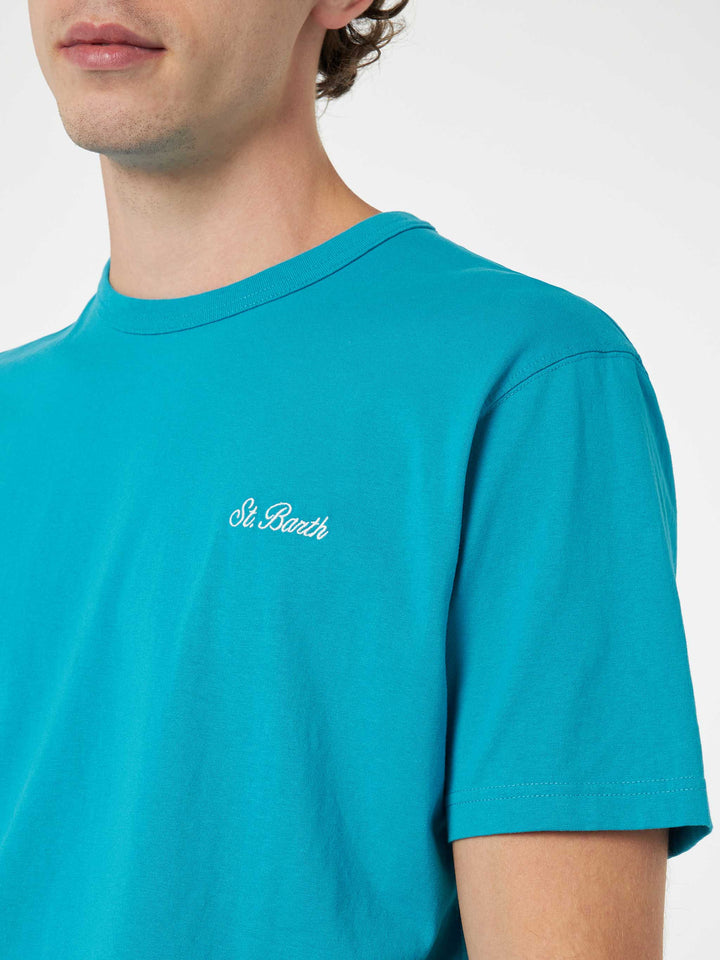 Man teal cotton jersey t-shirt Dover with St. Barth embroidery - MC2 Saint Barth