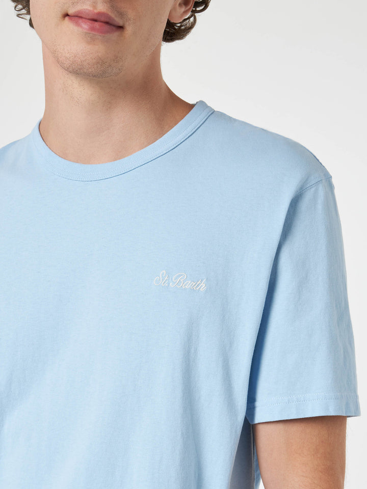 Man light blue cotton jersey t-shirt Dover with St. Barth embroidery - MC2 Saint Barth