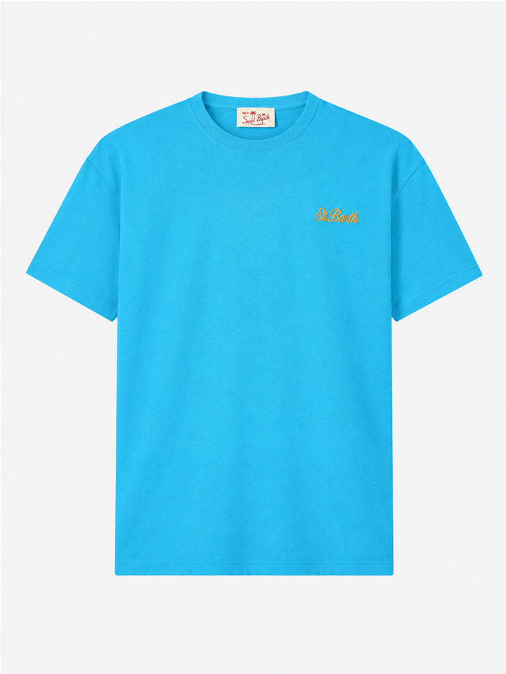 T-shirt Dover azzurra con ricamo logo palma