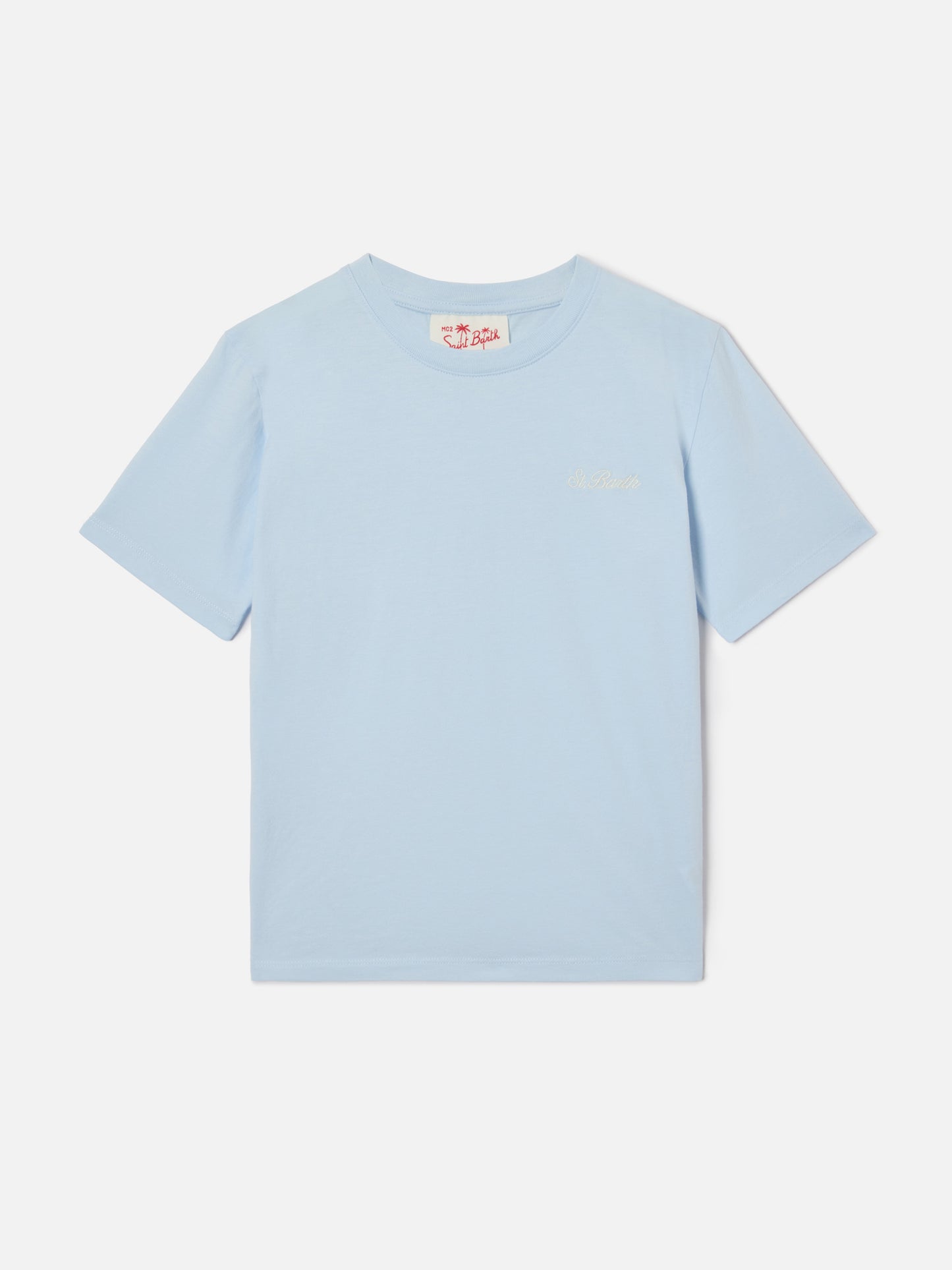 Camiseta Dover Jr azul claro de puro algodón con logo bordado 