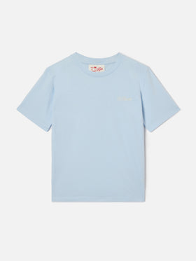 Camiseta Dover Jr azul claro de puro algodón con logo bordado 