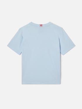 Camiseta Dover Jr azul claro de puro algodón con logo bordado 