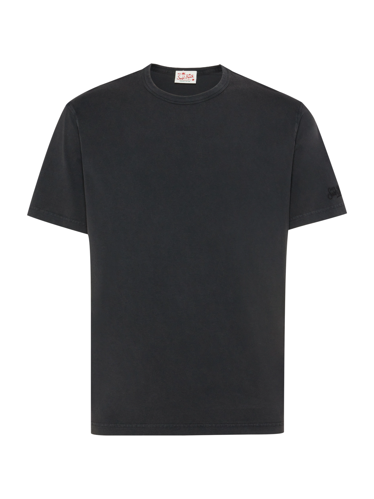 Black organic cotton jersey t-shirt Dover with St. Barth embroidery