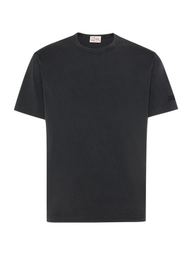 Black organic cotton jersey t-shirt Dover with St. Barth embroidery
