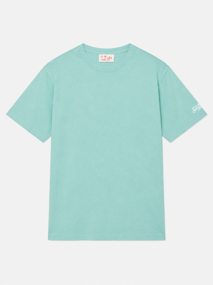 Camiseta Dover de punto de algodón verde salvia con bordado St. Barth 