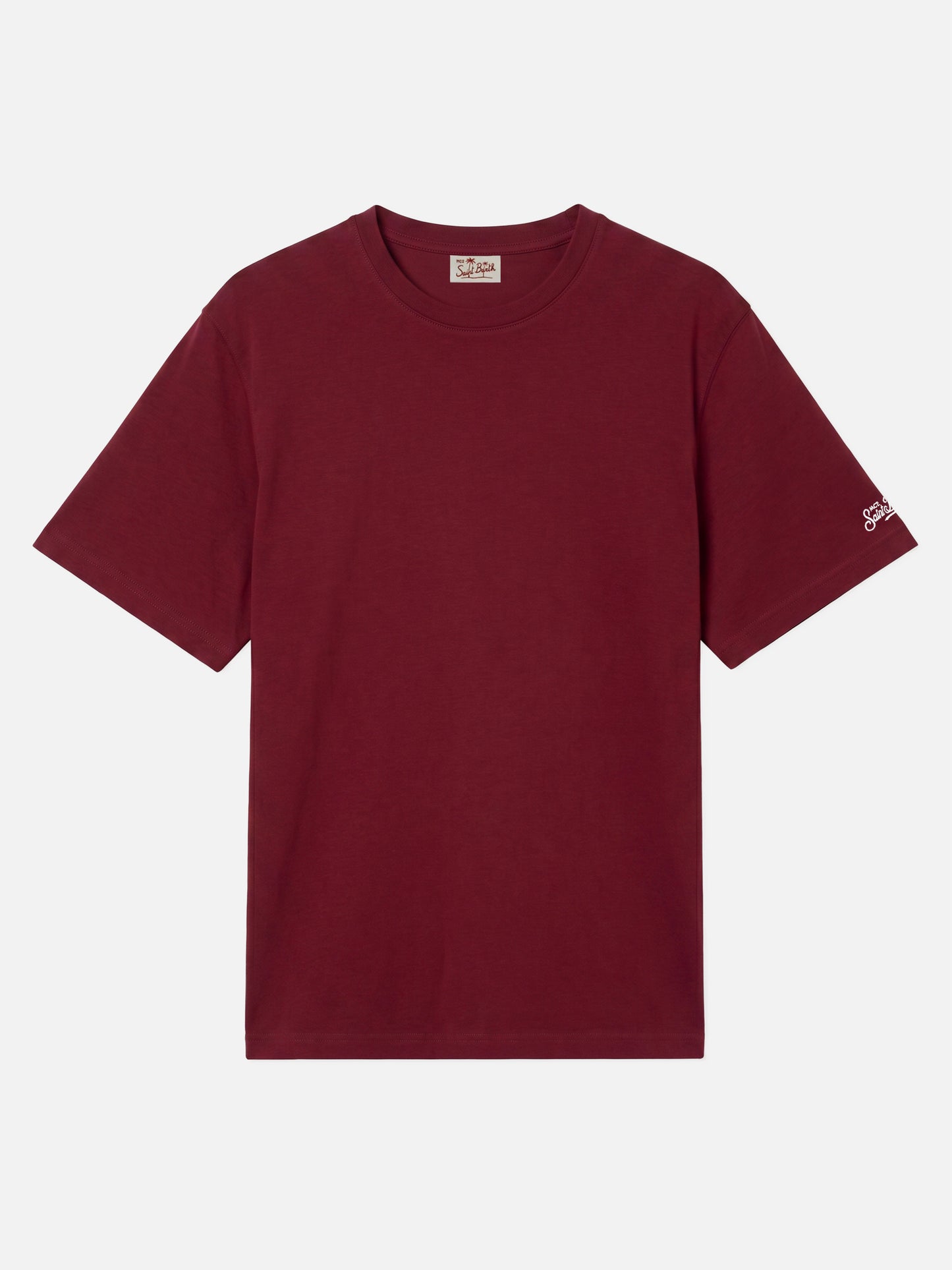 Camiseta Dover de jersey de algodón burdeos con bordado St. Barth 