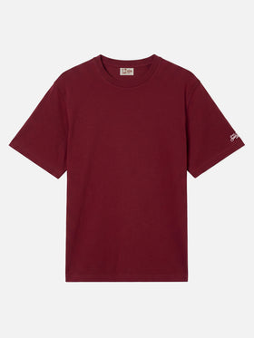 Camiseta Dover de jersey de algodón burdeos con bordado St. Barth 