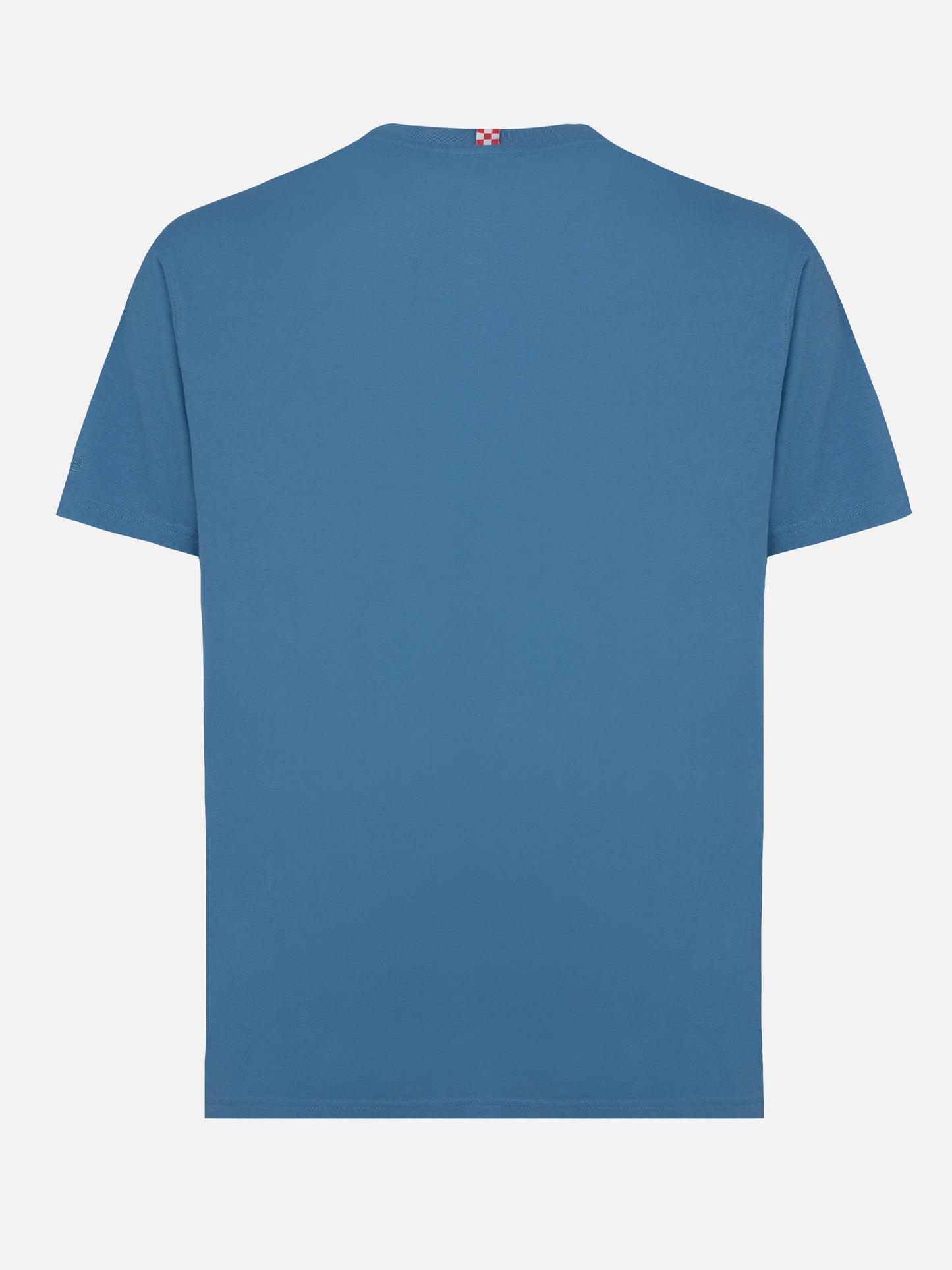 Dusty blue cotton jersey t-shirt Dover with St. Barth embroidery - MC2 Saint Barth