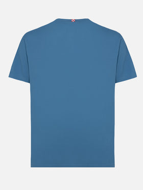 Dusty blue cotton jersey t-shirt Dover with St. Barth embroidery - MC2 Saint Barth