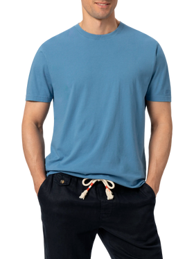 Dusty blue cotton jersey t-shirt Dover with St. Barth embroidery - MC2 Saint Barth