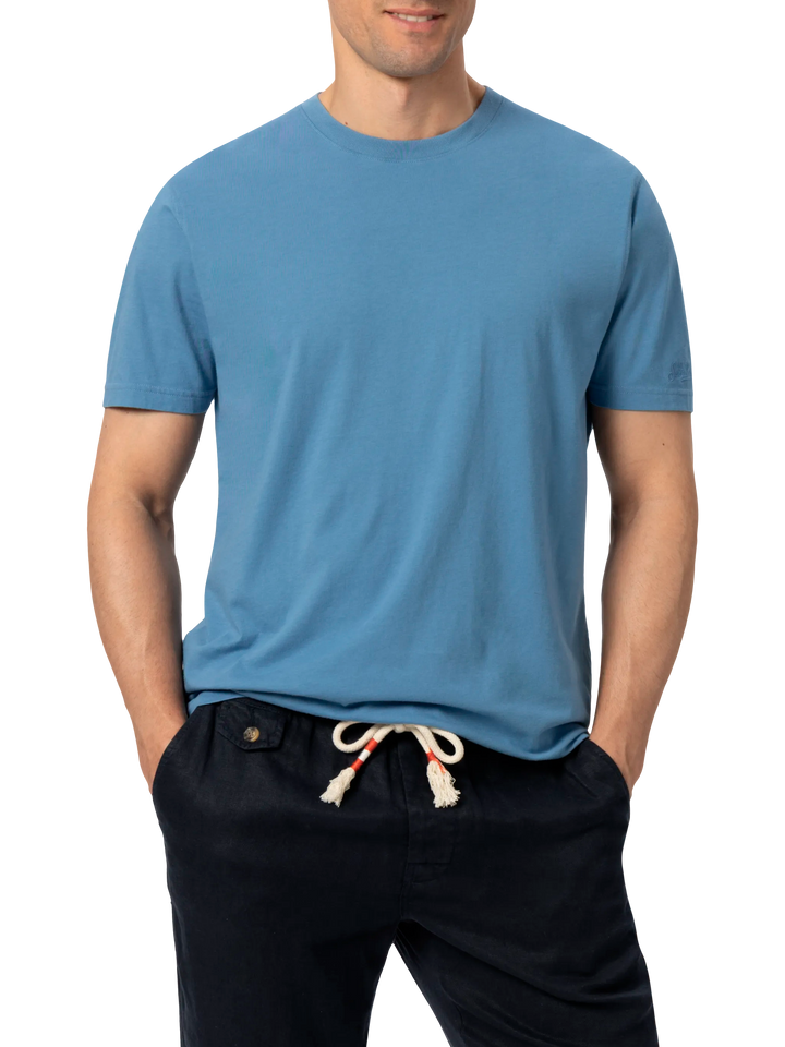 Dusty blue cotton jersey t-shirt Dover with St. Barth embroidery - MC2 Saint Barth