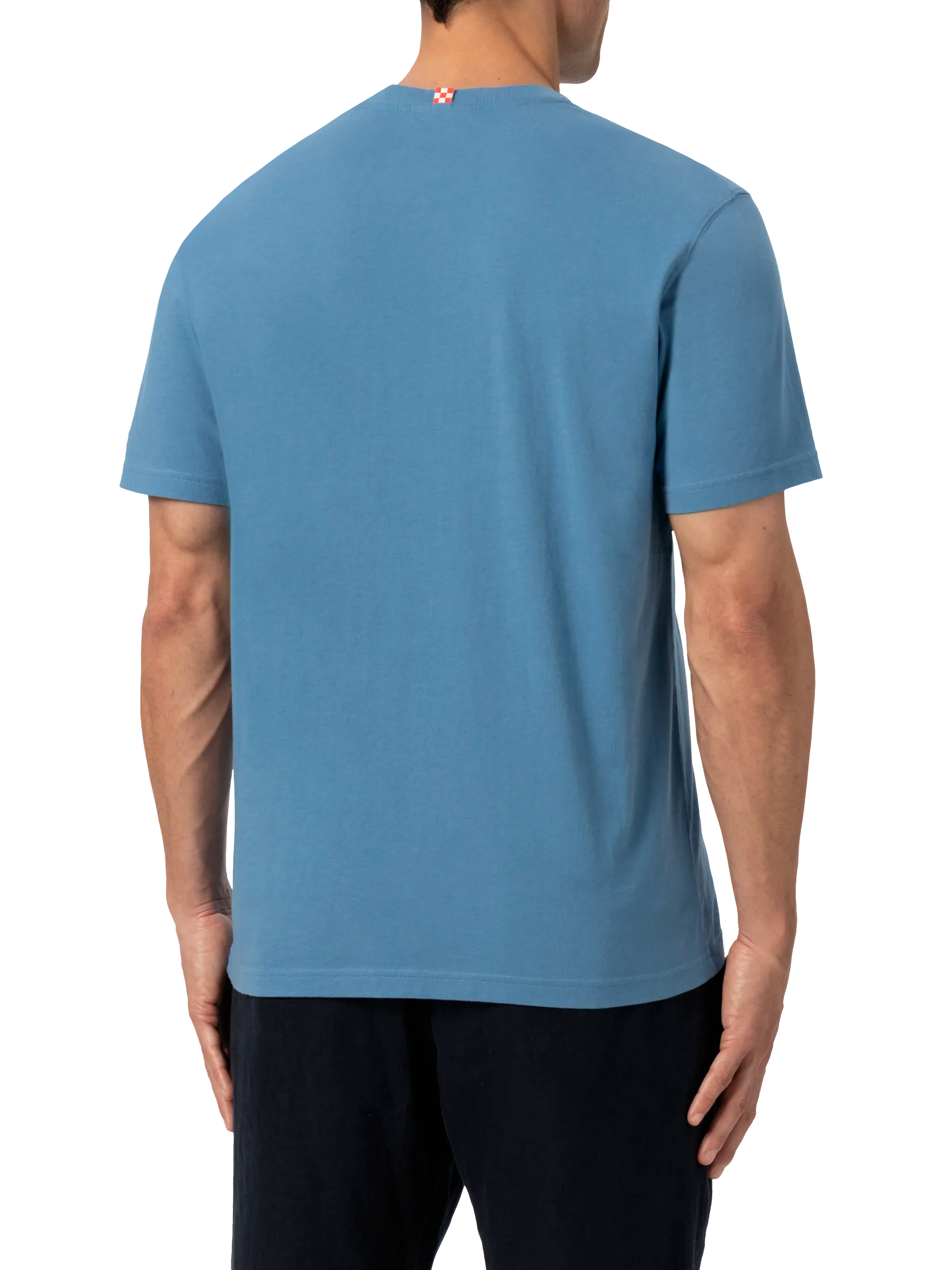 Dusty blue cotton jersey t-shirt Dover with St. Barth embroidery - MC2 Saint Barth